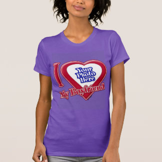 Ich Liebe Mein Freund Foto Red Heart Lila T-Shirt