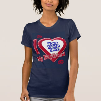 Ich Liebe Mein Freund Foto Red Heart Lips Navy Blu T-Shirt