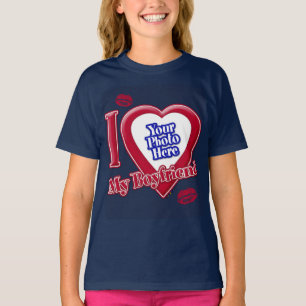 Ich Liebe Mein Freund Foto Red Heart Lips Navy Blu T-Shirt