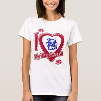 Ich Liebe mein Freund Foto Red Heart Lips T - Shir T-Shirt
