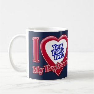 Ich Liebe mein Freund Foto Red Heart Navy Blue Kaffeetasse