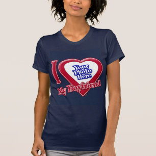 Ich Liebe mein Freund Foto Red Heart Navy Blue T-Shirt
