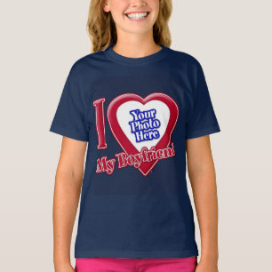 Ich Liebe mein Freund Foto Red Heart Navy Blue T-Shirt