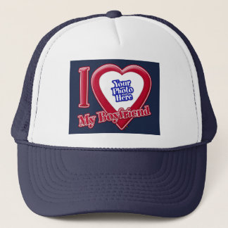 Ich Liebe mein Freund Foto Red Heart Navy Blue Truckerkappe