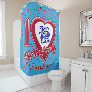 Ich Liebe Mein Freund Foto Red Hearts Aquamarin Duschvorhang