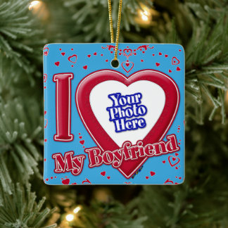 Ich Liebe Mein Freund Foto Red Hearts Aquamarin Keramikornament