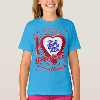 Ich Liebe Mein Freund Foto Red Hearts Aquamarin T-Shirt