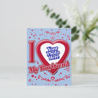 Ich Liebe mein Freund Foto Red Hearts Baby Blue Feiertagskarte
