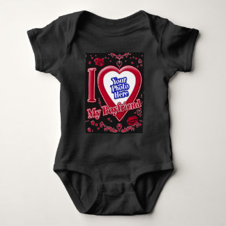 Ich Liebe mein Freund Foto Red Hearts Black Baby Strampler