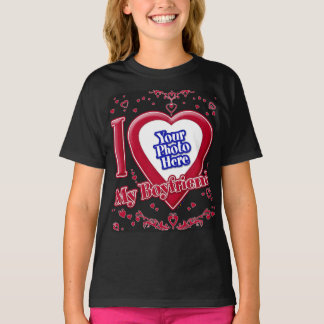 Ich Liebe mein Freund Foto Red Hearts Black T-Shirt