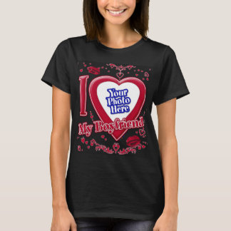 Ich Liebe mein Freund Foto Red Hearts Black T-Shirt