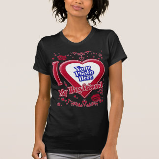 Ich Liebe mein Freund Foto Red Hearts Black T-Shirt
