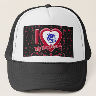 Ich Liebe mein Freund Foto Red Hearts Black Truckerkappe