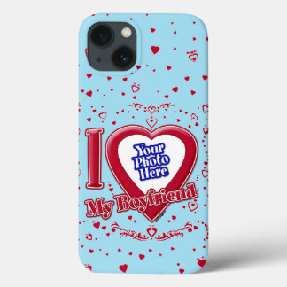 Ich Liebe mein Freund Foto Red Hearts Blue Horizon Case-Mate iPhone Hülle