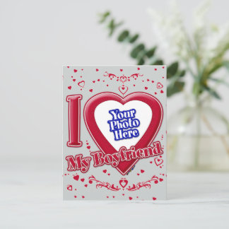 Ich Liebe mein Freund Foto Red Hearts Gray Feiertagskarte