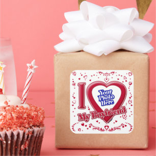 Ich Liebe mein Freund Foto Red Hearts Quadratischer Aufkleber