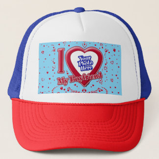 Ich Liebe Mein Freund Foto Red Hearts Türkis Truckerkappe