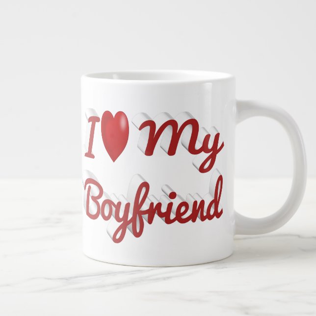 Ich Liebe Mein Freund niedlicher roter Text Jumbo-Tasse (Rechts)