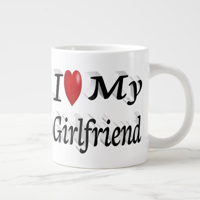 Ich Liebe Mein Freund niedlicher schwarzer Text Jumbo-Tasse (Rechts)