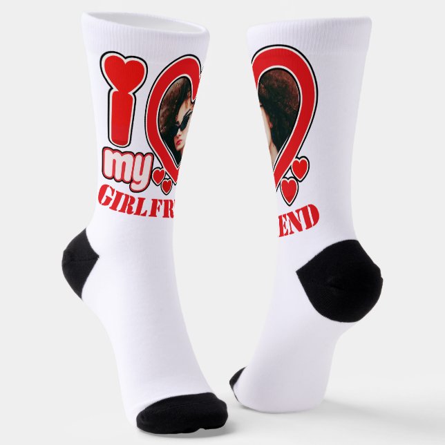 Ich Liebe Mein Freund Personalisiert Foto Text Socken (Gewinkelt)