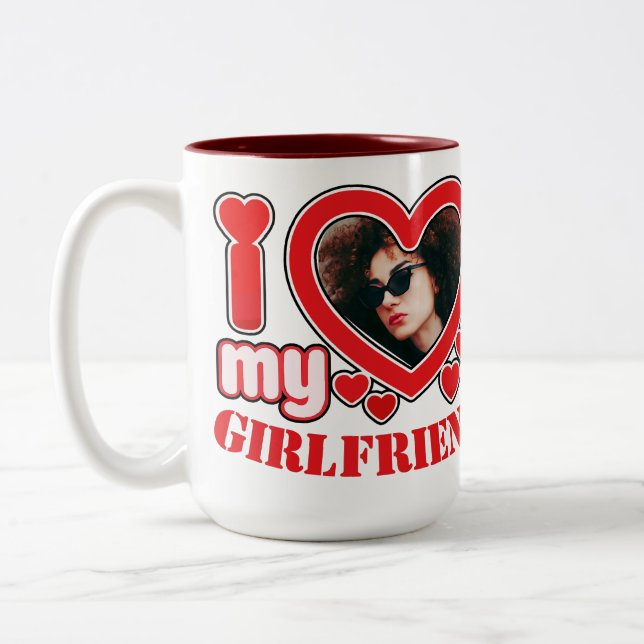 Ich Liebe Mein Freund Personalisiert Foto Text Zweifarbige Tasse (Links)