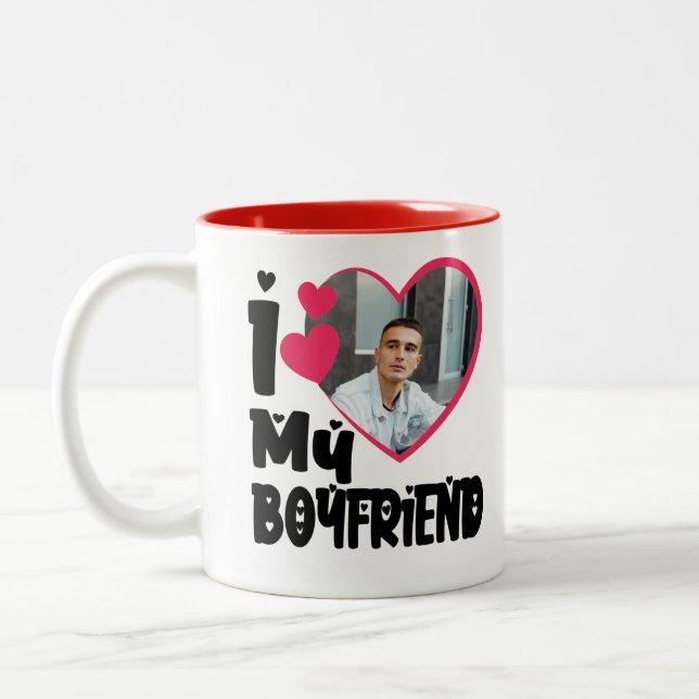 Ich Liebe Mein Freund Personalisiert Foto Zweifarbige Tasse (Links)