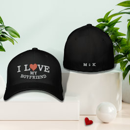 Ich Liebe mein Freund Red Heart Monogram Custom Bestickte Baseballkappe