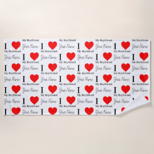 Ich Liebe Mein Freund & Red Heart Personalisiert Strandtuch