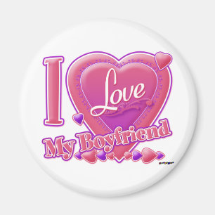 Ich Liebe Mein Freund rosa/lila - Herz Magnet