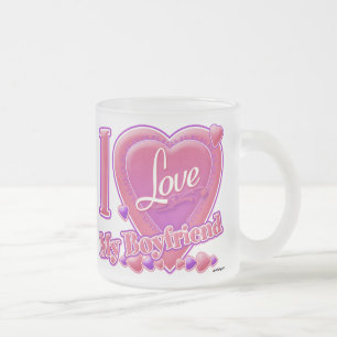 Ich Liebe Mein Freund rosa/lila - Herz Mattglastasse