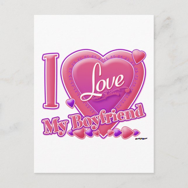 Ich Liebe Mein Freund rosa/lila - Herz Postkarte (Vorderseite)