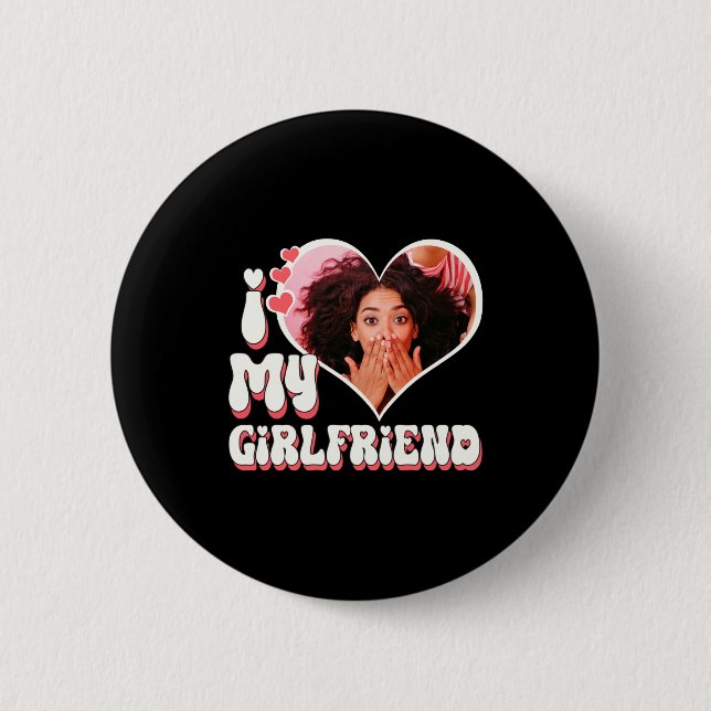 Ich liebe mein Freundin Benutzerdefiniertes schwar Button (Vorderseite)