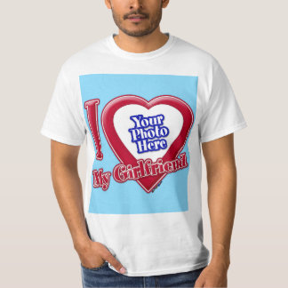 Ich Liebe Mein Freundin Foto Rotes Herz Türkis T-Shirt