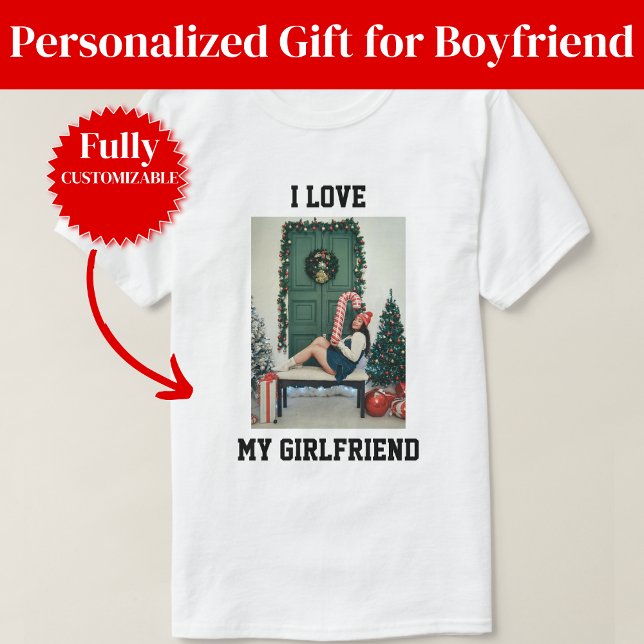 Ich liebe mein Freundin-Photo Herren T-Shirt Freun (I Love My Girlfriend Photo Men's T-Shirt BF Gift)