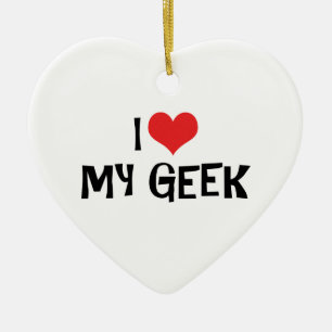 Ich Liebe mein Geek-Ornament Keramikornament
