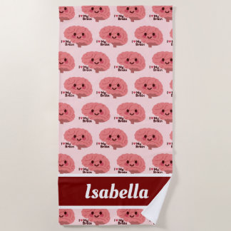 Ich Liebe mein Gehirn - Niedlich lächelnd Gehirn Strandtuch