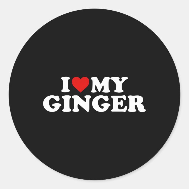 Ich Liebe mein Ginger Redhead Red He Runder Aufkleber (Vorderseite)