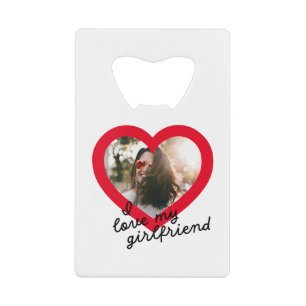 Ich Liebe mein Girlfriend Custom Red Valentines Fo Geldbeutel Flaschenöffner