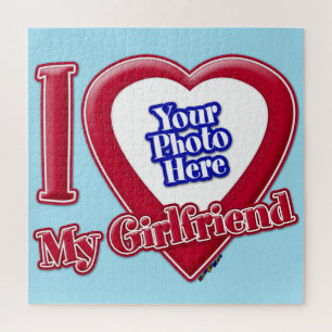 Ich Liebe mein Girlfriend Foto Red Heart Blue Hori Puzzle
