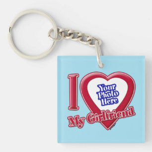 Ich Liebe mein Girlfriend Foto Red Heart Blue Hori Schlüsselanhänger