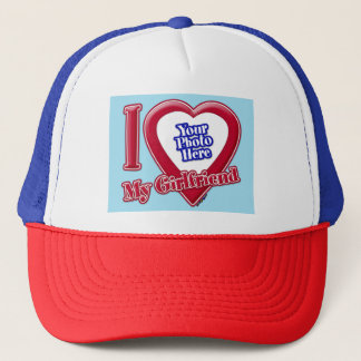 Ich Liebe mein Girlfriend Foto Red Heart Blue Hori Truckerkappe