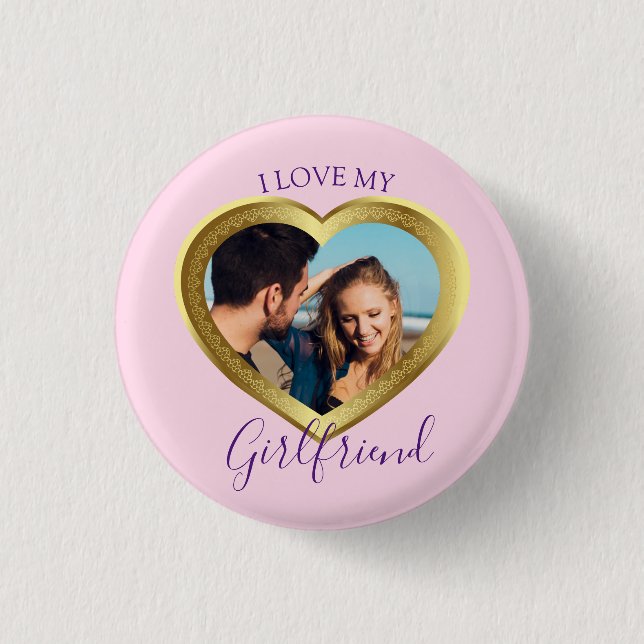 Ich Liebe mein Girlfriend-Geschenk für Ihn Valenti Button (Vorderseite)