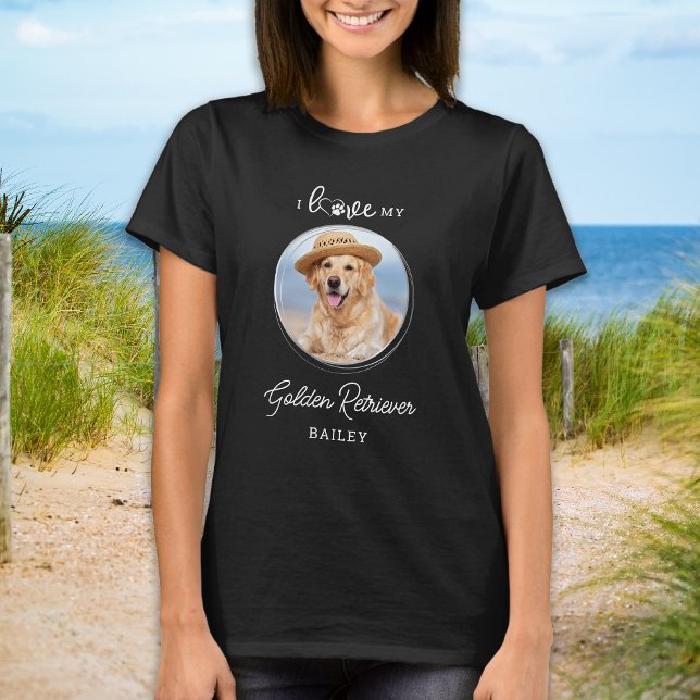 Ich Liebe mein goldenes Retriever Custom Pet Hund  T-Shirt (Von Creator hochgeladen)
