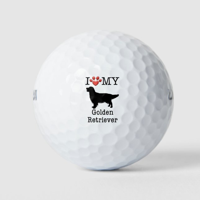 Ich Liebe mein Goldenes Retriever Golfball (Vorderseite)