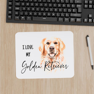 Ich Liebe mein goldenes Retriever Wasserfarbenmous Mousepad