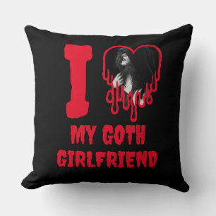 Ich liebe mein Goth-Girlfriend tropfendes rotes He Kissen
