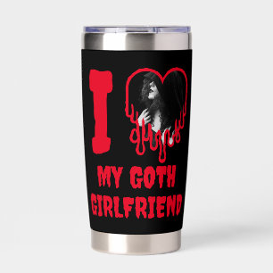 Ich liebe mein Goth-Girlfriend tropfendes rotes He Thermobecher