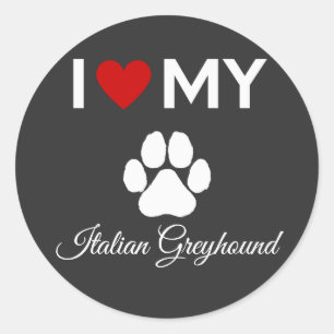 Ich Liebe mein Grauhund-Italienisch-Sondertext Runder Aufkleber