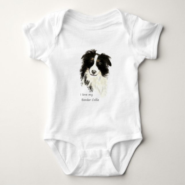 Ich Liebe mein Grenz-Collie-Hund Tier Baby Strampler (Vorderseite)