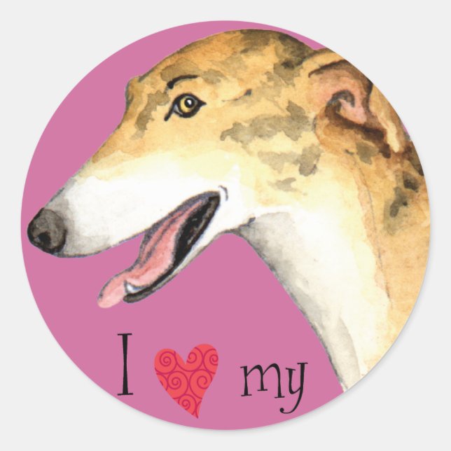 Ich Liebe mein Greyhound Runder Aufkleber (Vorderseite)